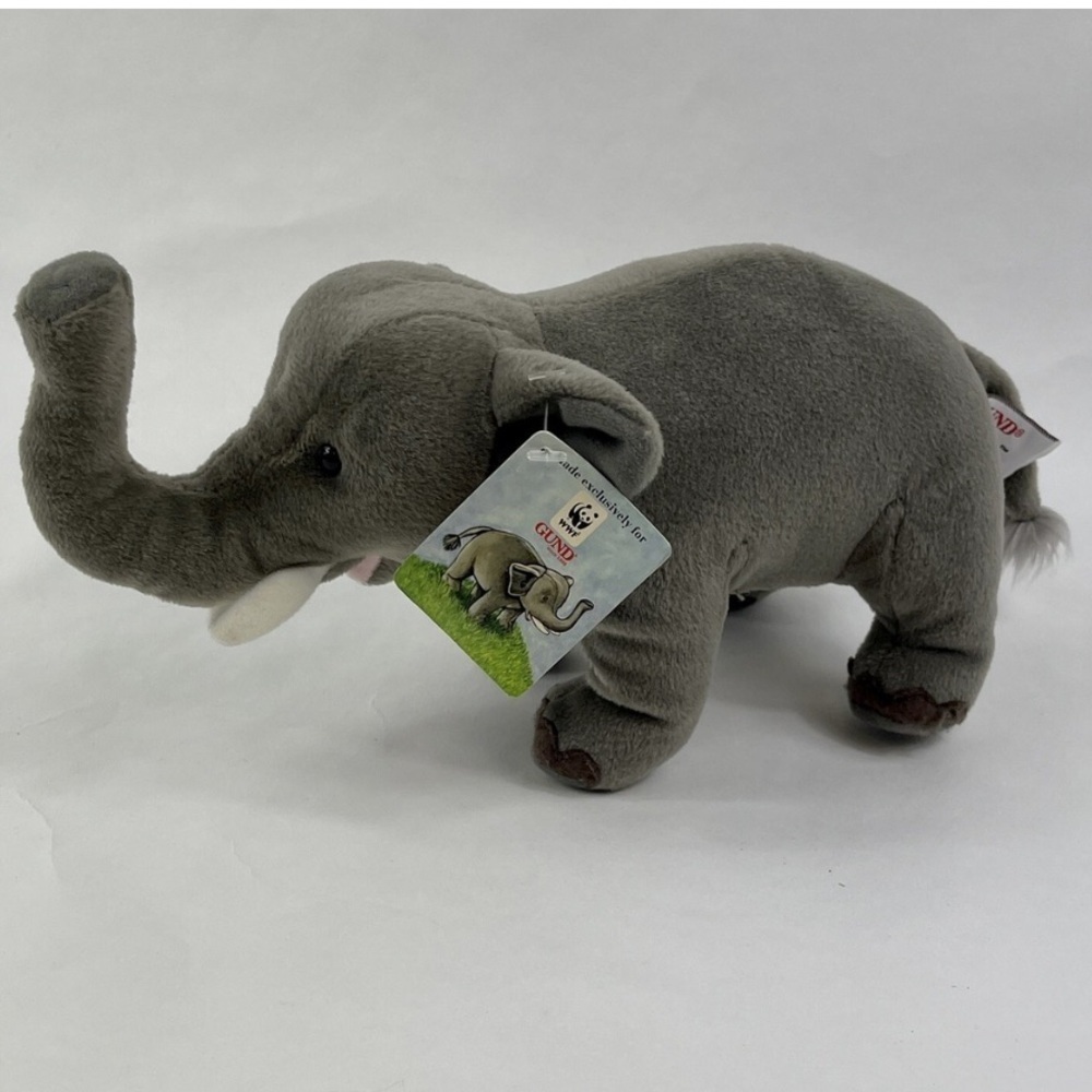 Gund Asian Elephant Plush Stuffed Animal Toy Wildlife Gray Tusks WWF 44769 NEW
